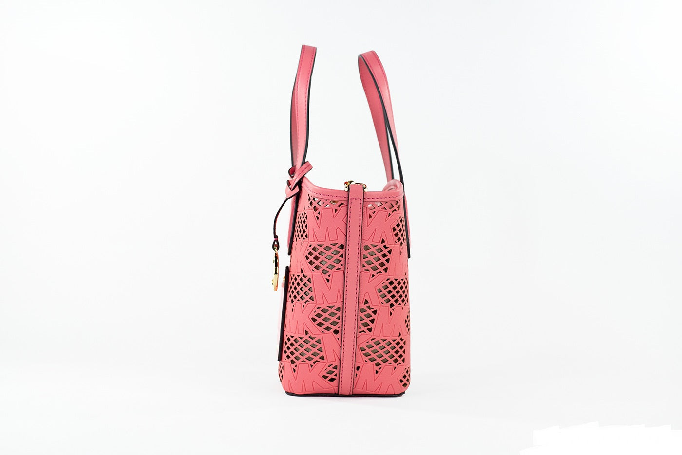 Michael Kors Kimber Small Tea Rose Leather 2-in-1 Zip Tote Messenger Bag Handbag